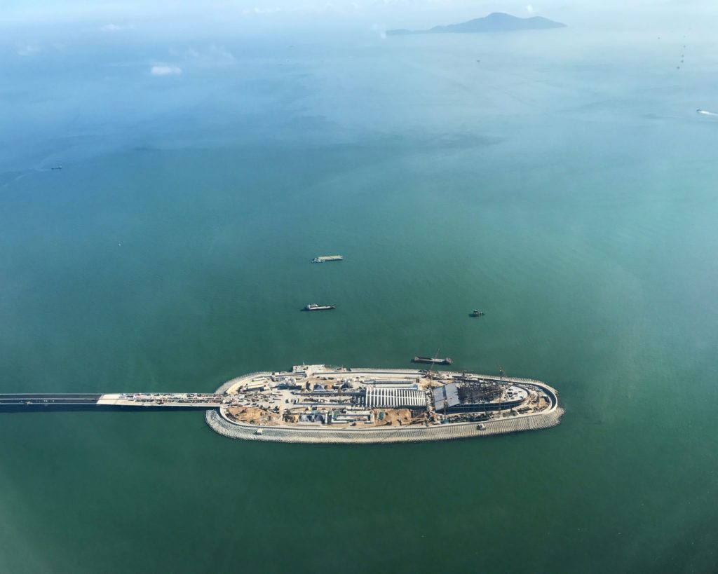 Artificial Island and Tunnel Portal at Lingding Navigation Channel