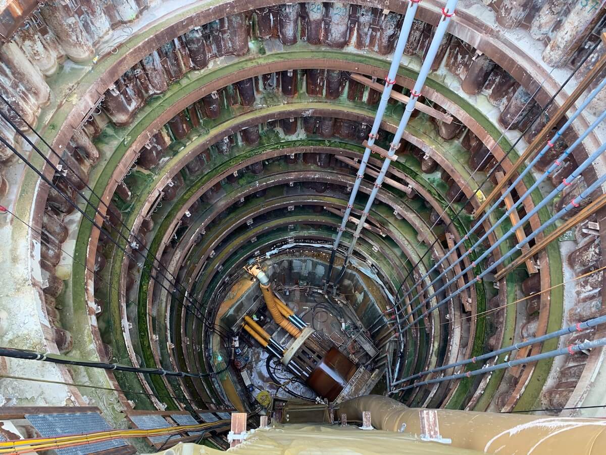 Circular shaft with jack at Black Point Power Station