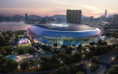 Drone footage of Kai Tak Sports Park Nov 2021, Hong Kong