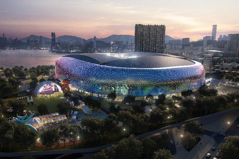 Drone footage of Kai Tak Sports Park Nov 2021, Hong Kong
